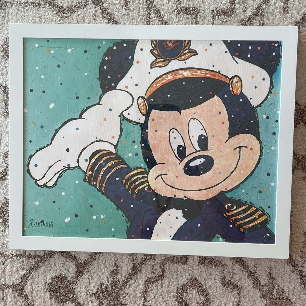Disney Cruise Line 25th Silver Anniversary at Sea Captain Mickey Mouse Framed Li